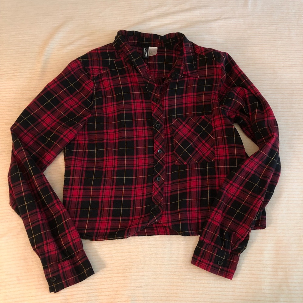 Cropped plaid long sleeve